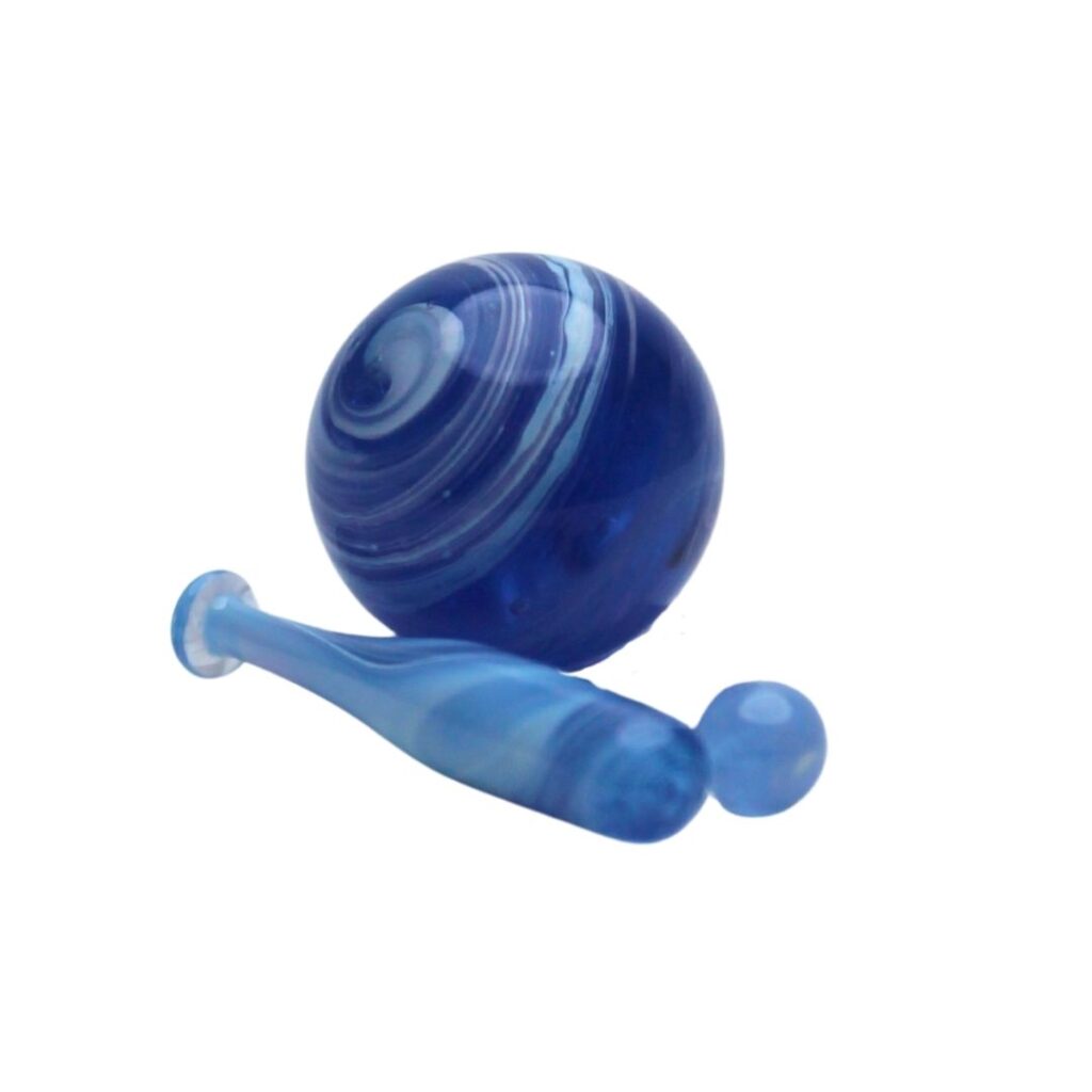 Baseball Pillar Terp Slurper Set with Marble & Pearls