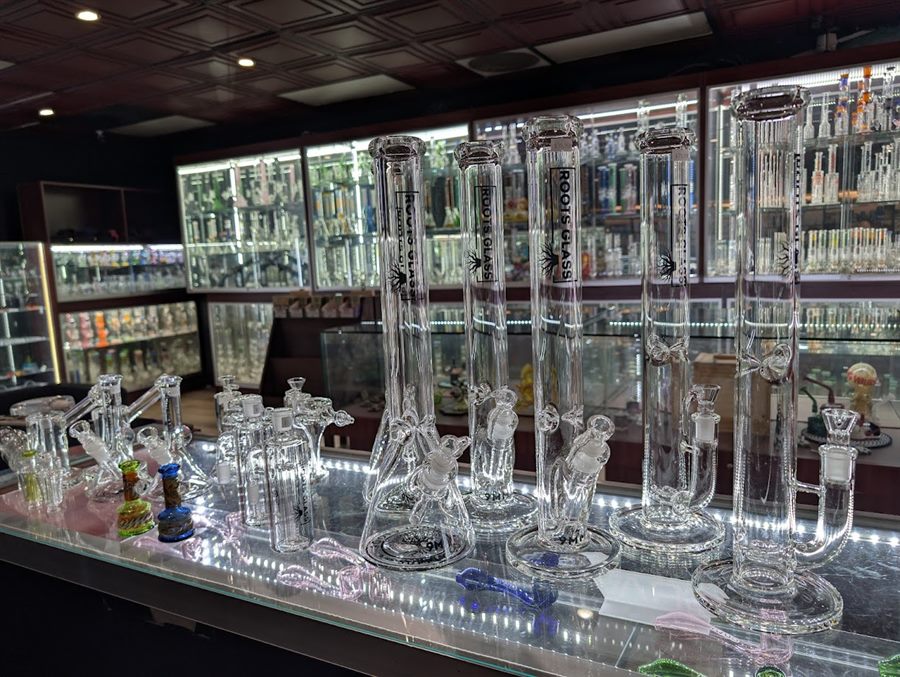 Roots Glass on the shelf at Johnny's Up N Smoke