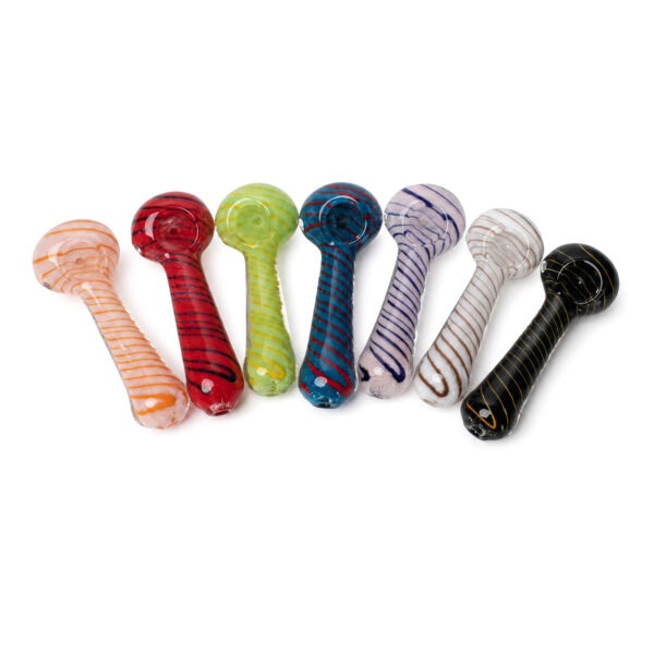 Roots Glass 4" Full Color Ribbon Swirl Hand Pipe, all colors