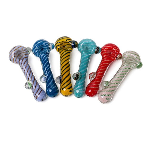 Roots Glass 4" Full Color Ribbon Swirl w/ Wart Hand Pipe, all colors
