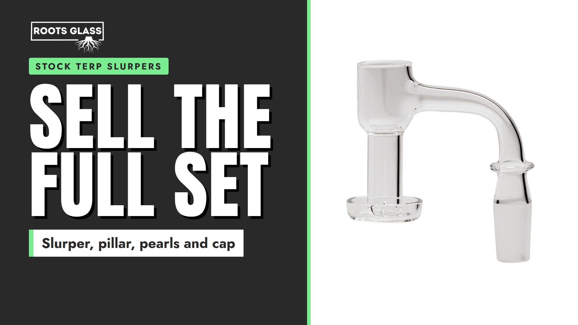 Sell the full set. A Roots Glass terp slurper on a white background. Stock terp slurpers.