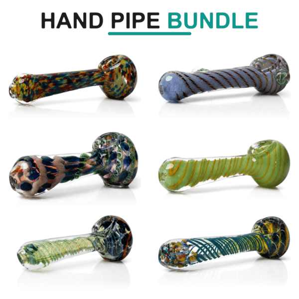 Glass hand pipe bundle: 24 assorted-color hand pipes, four each of six styles